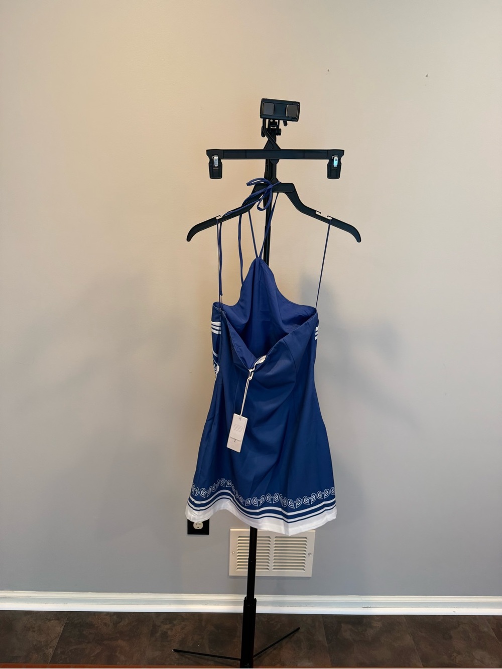Altar'd State Blue Halter Mini Dress with White Print - Picture 6 of 6